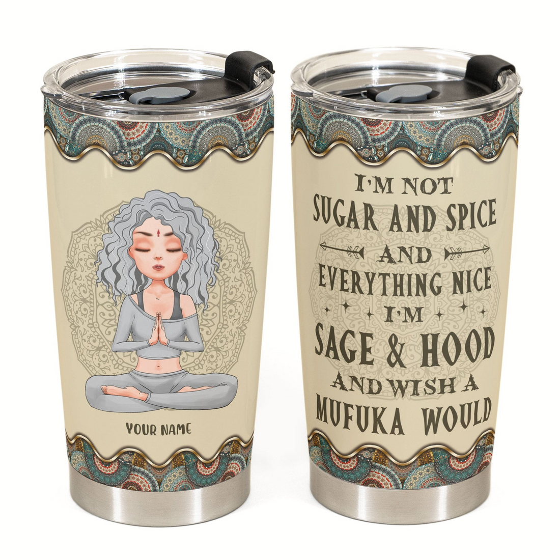 Personalized Wish A Mufuka Would Yoga 20oz tumbler, alternate view 2