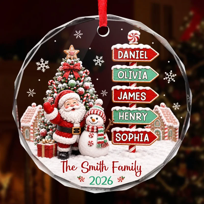 Wonderful Time Together - Personalized Circle Glass Ornament - Christmas Gift For Family, Mom, Dad, Brother, Sister Housewarming Gift