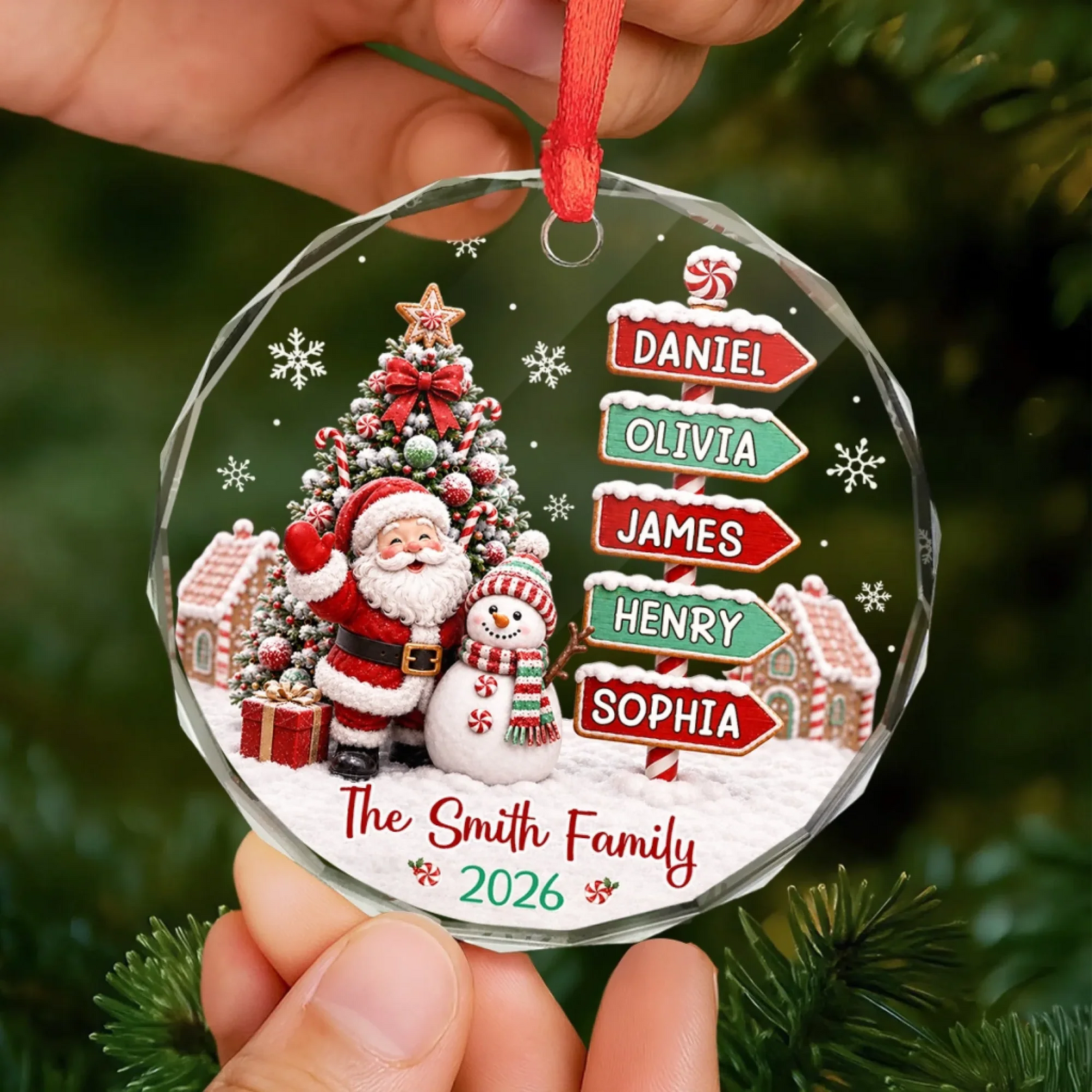 Wonderful Time Together - Personalized Circle Glass Ornament - Christmas Gift For Family, Mom, Dad, Brother, Sister Housewarming Gift