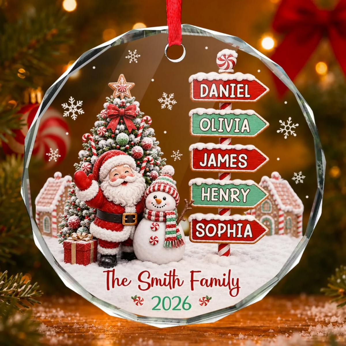 Wonderful Time Together - Personalized Circle Glass Ornament - Christmas Gift For Family, Mom, Dad, Brother, Sister Housewarming Gift