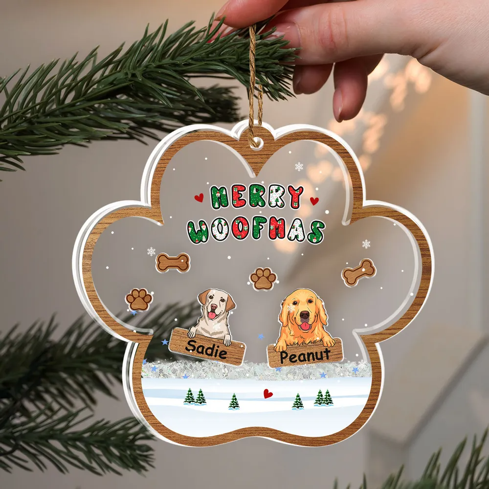 Personalized Woofmas Winter shaker ornament, alternate view 4