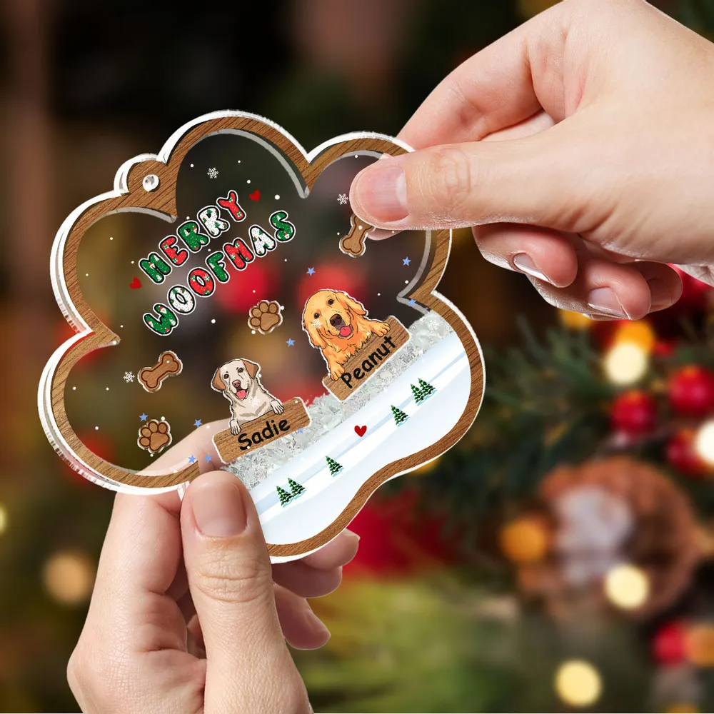 Personalized Woofmas Winter shaker ornament, alternate view 5