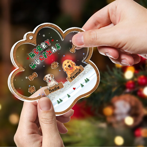 Woofmas Winter - Custom 3 Layers Shaker Ornament - Christmas Gift for Dog Lovers, Pet Lovers, Dog Mom, Dog Dad