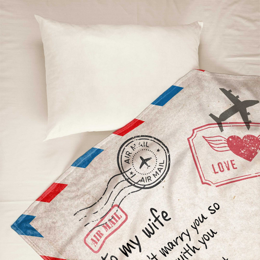 Personalized Wrap Yourself Up In This Blanket Old Couple fleece blanket, spread across a bed