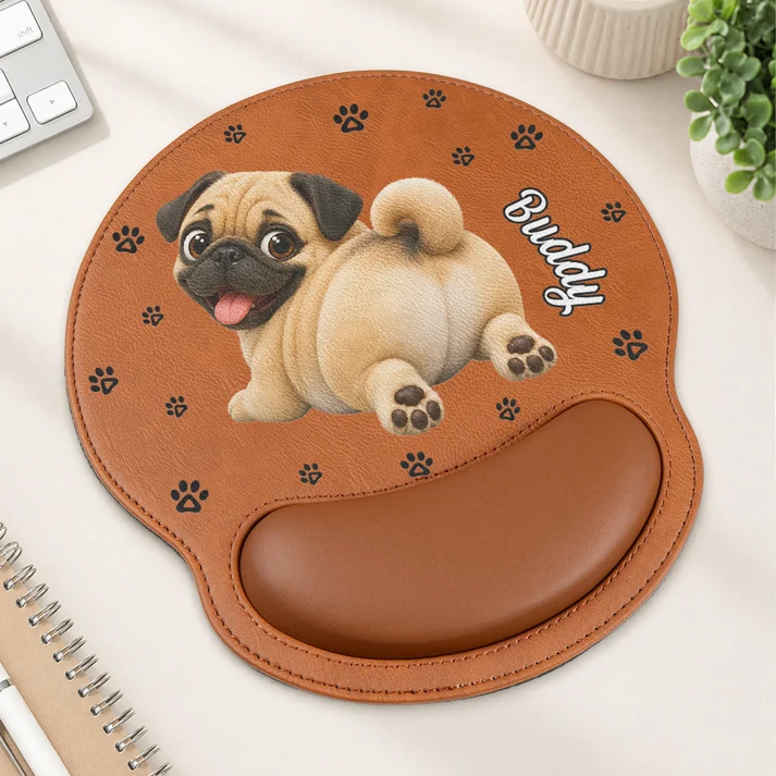 Wrist Support Cute Dog - Personalized Mouse Pad - Gift for Dog Mom, Dog Dad, Dog Lovers, Pet Lovers