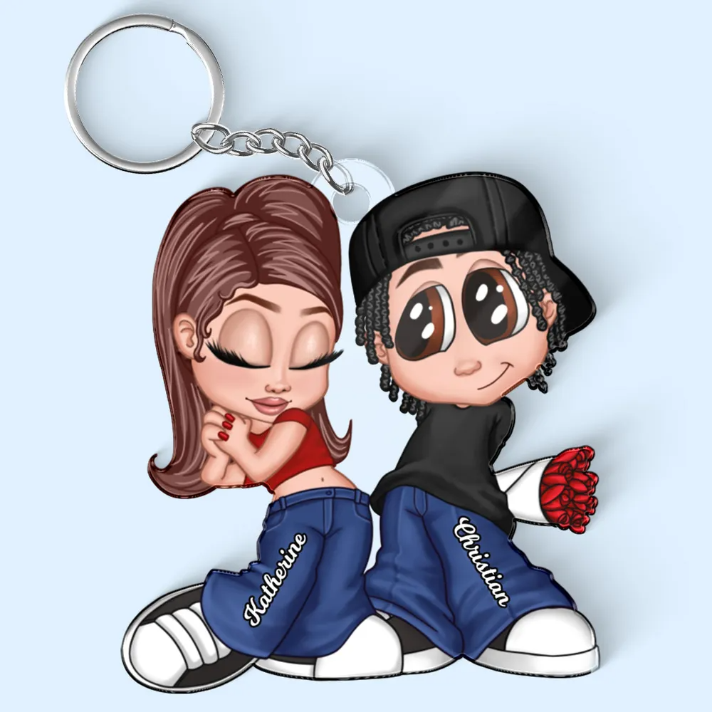 Y2K Couple Personalized Acrylic Keychain - Gift For Her/Him, Husband/Wife, Couples on Anniversary, Valentine&#39;s Day