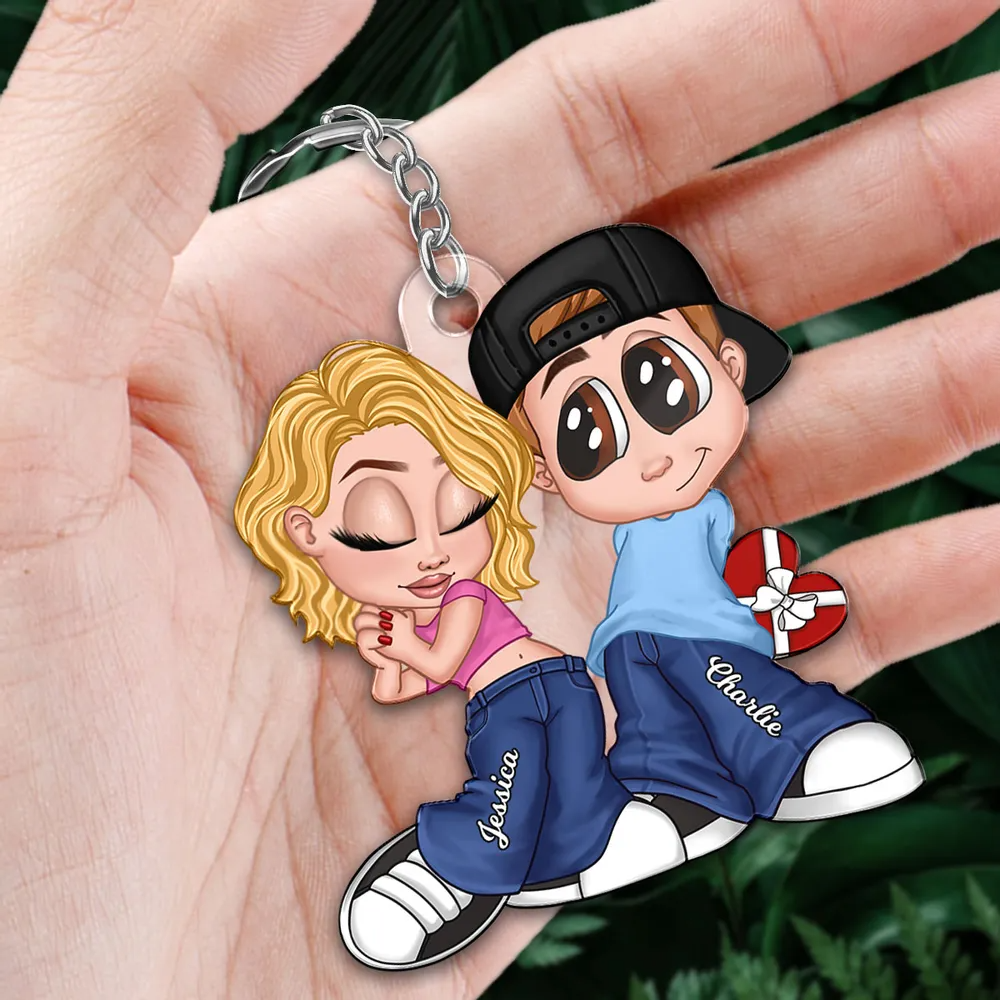 Y2K Couple Personalized Acrylic Keychain - Gift For Her/Him, Husband/Wife, Couples on Anniversary, Valentine's Day