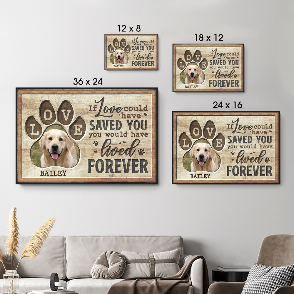 Personalized Custom Photo Memorial You Would Have Lived Forever canvas print, size options shown on a sofa wall
