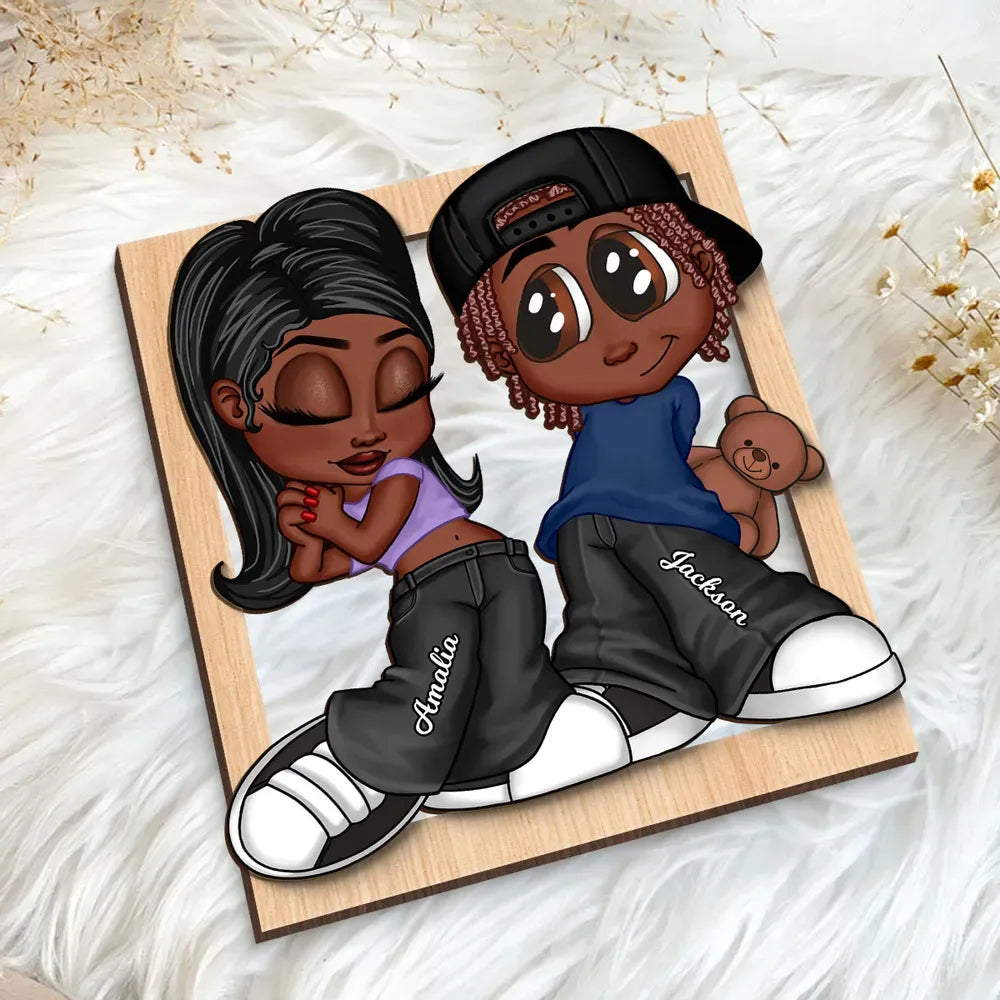 Y2K Couple Frame Personalized 2-layer Wooden Plaque, Gift Fo personalized wooden plaque, alternate view 4