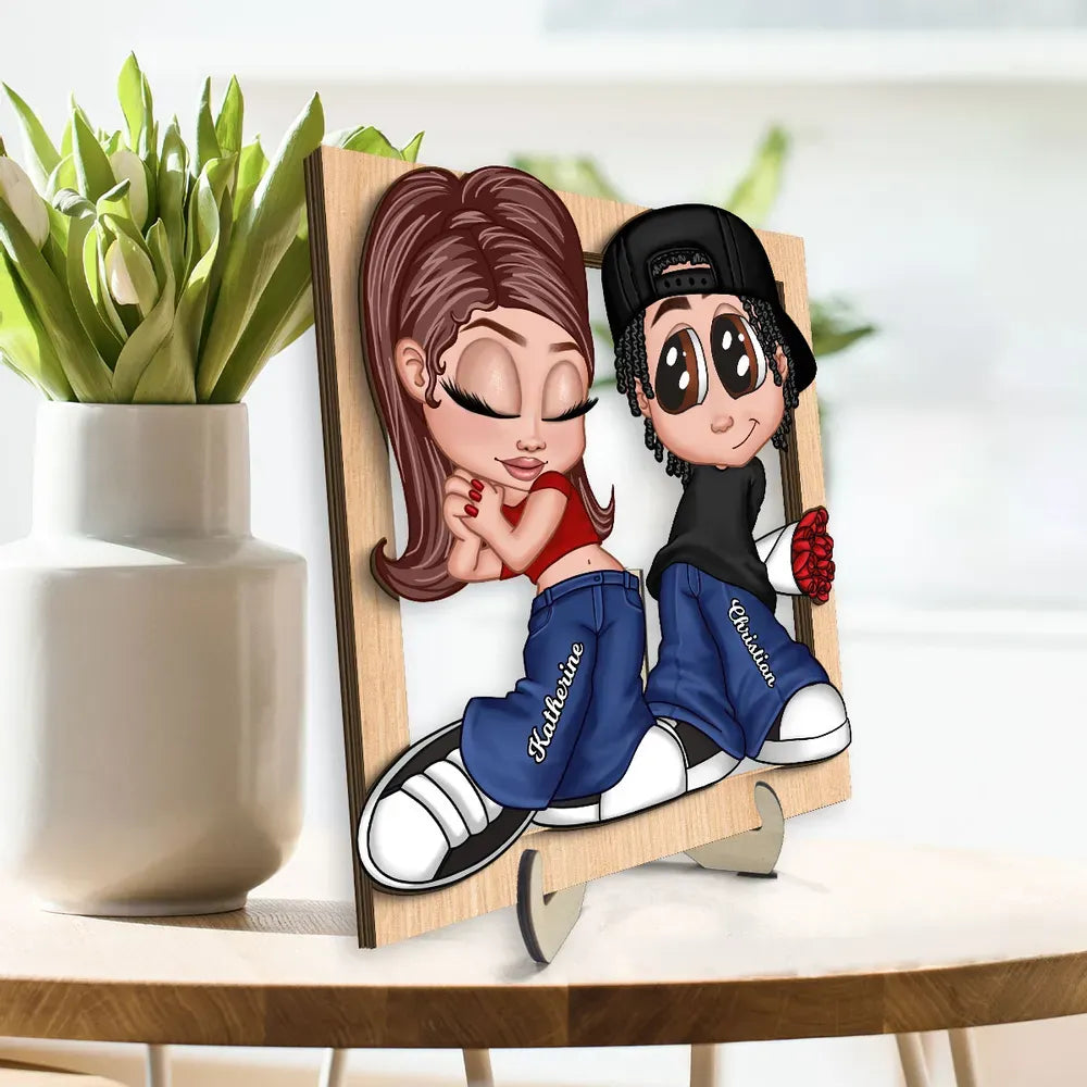 Y2K Couple Frame Personalized 2-layer Wooden Plaque, Gift Fo personalized wooden plaque, alternate view 5