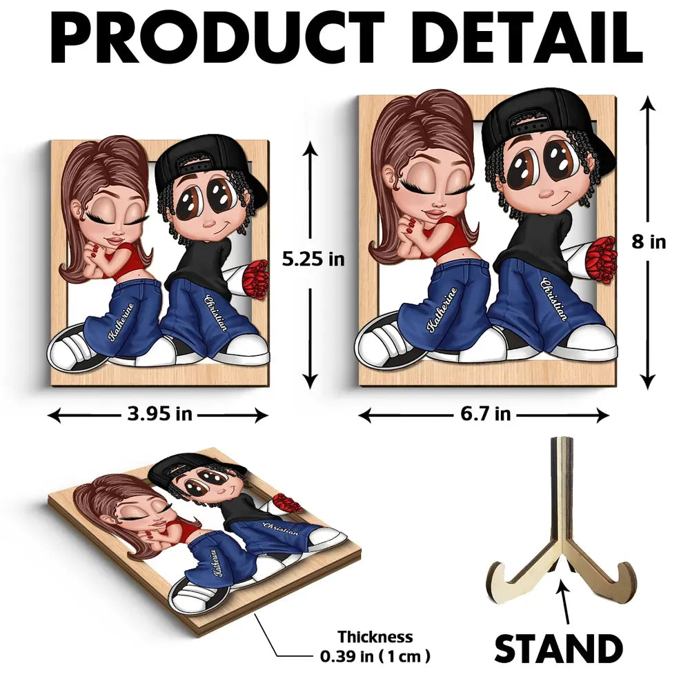 Y2K Couple Frame Personalized 2-layer Wooden Plaque, Gift Fo personalized wooden plaque, alternate view 6