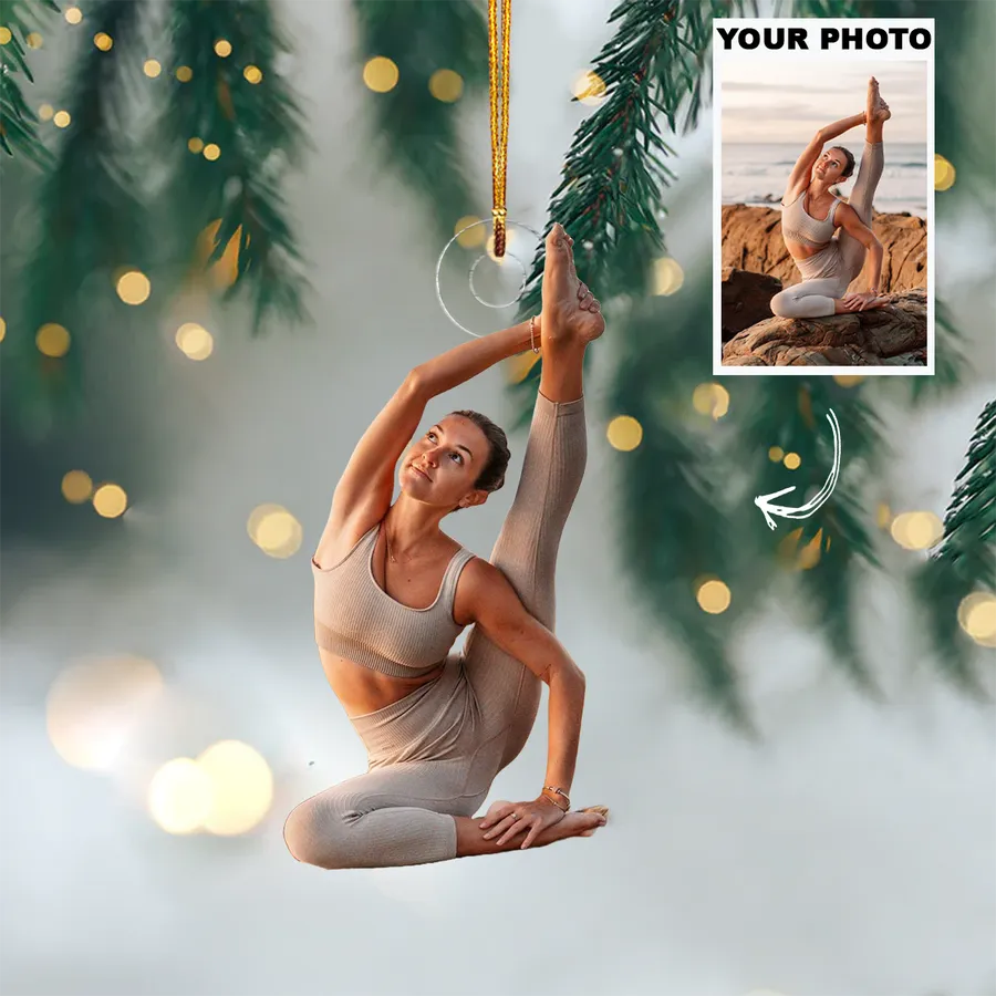 Personalized Custom Photo Ornament, Christmas Gifts For Yoga Lovers custom shaped acrylic ornament, alternate view 8