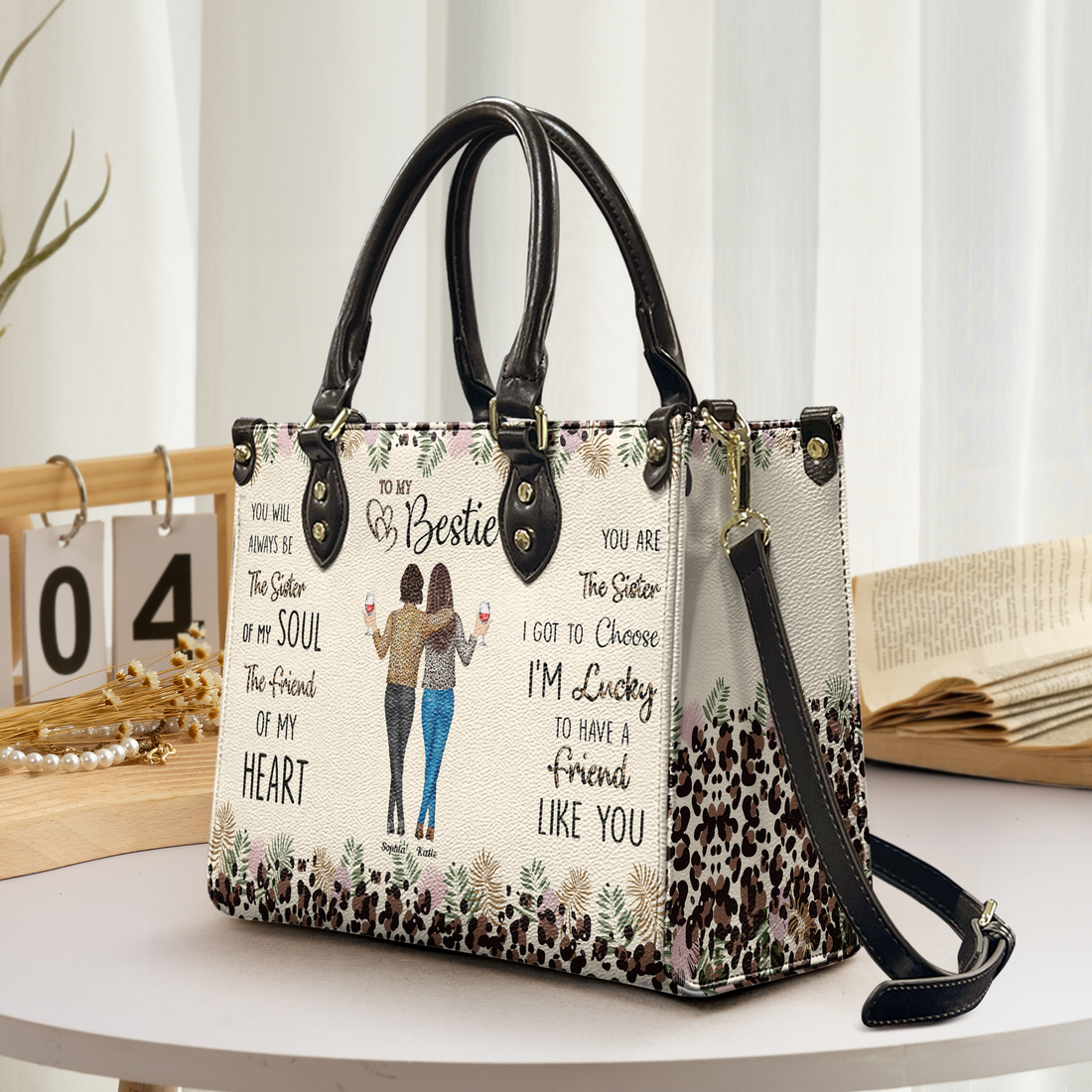 Personalized You Will Always Be The Sister Of My Soul handbag, front view