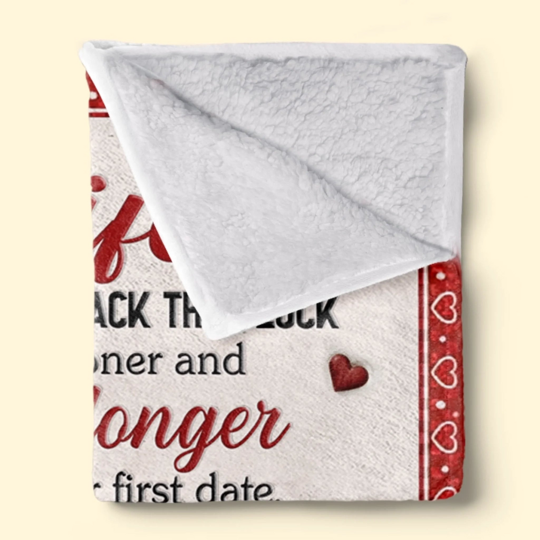Personalized You And Me Feels Right Couple Blanket fleece blanket, sherpa reverse side folded back