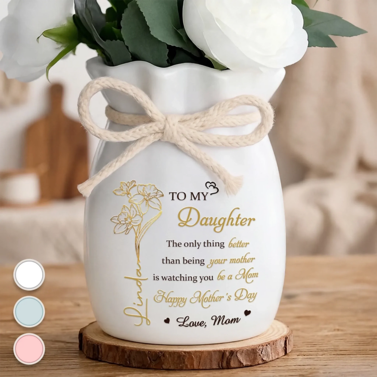 You Carry Love So Beautifully - Personalized Flower Vase With Ribbon - Mother's Day Gift To Daughter, Granddaughter
