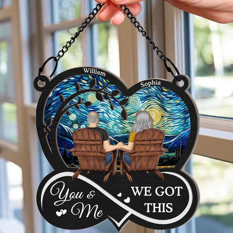 You & Me We Got This Till Our Last Breath Couple personalized suncatcher ornament, alternate view 2