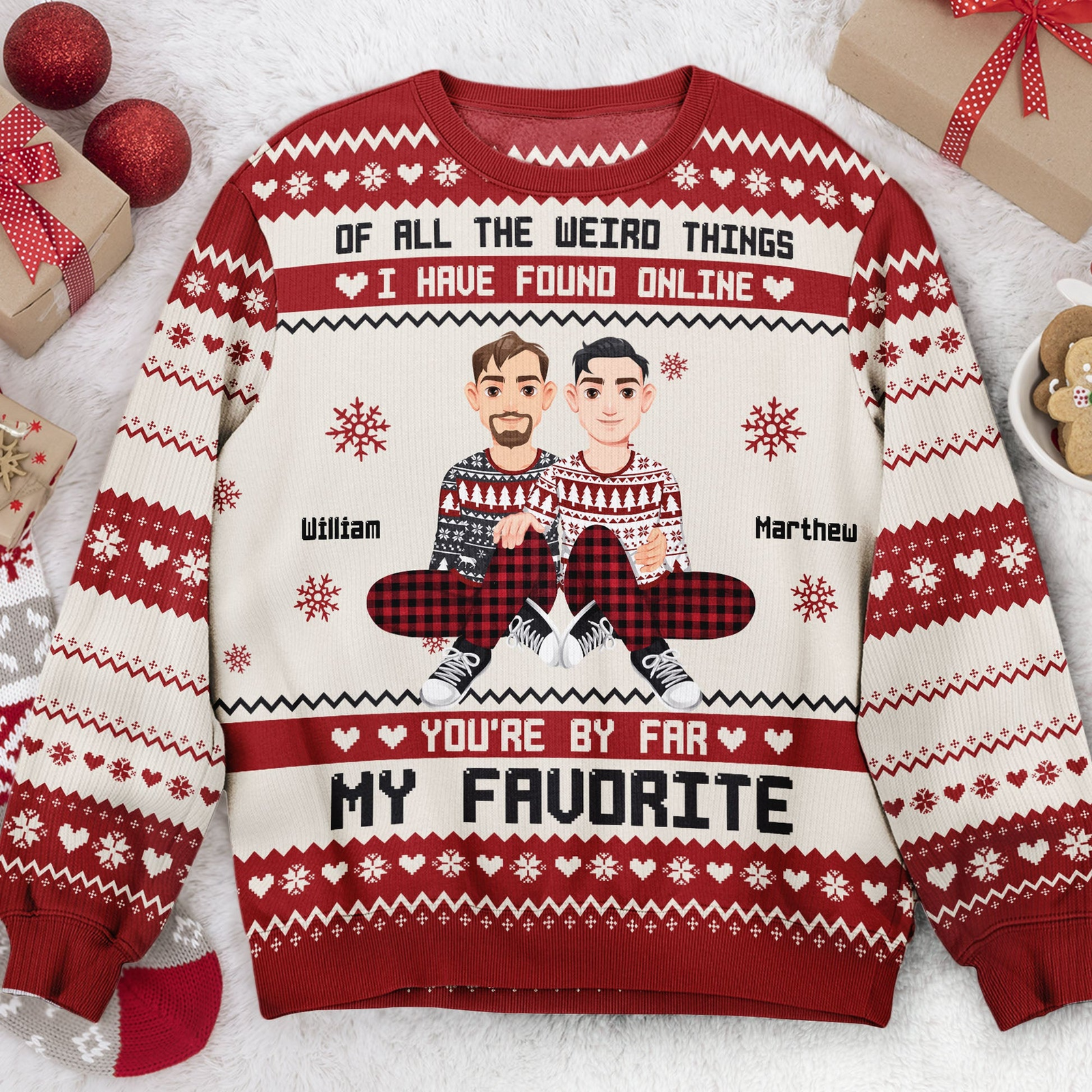You're By Far My Favorite I Found Online Couple - Personalized Custom Ugly Sweater - Gift For Couple, Husband, Wife