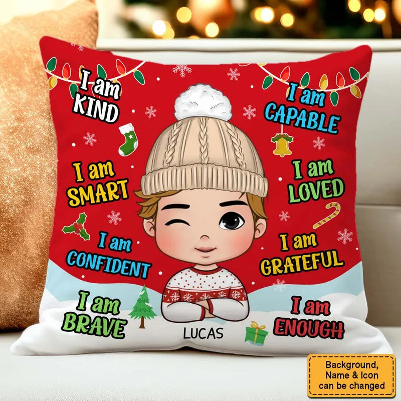 I Am Kind, Smart, Loved personalized pillow, alternate view 3