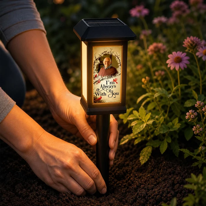 Custom Photo Always With You Memorial - Personalized Solar Garden Light - Memorial, Sympathy Gift For Family Members
