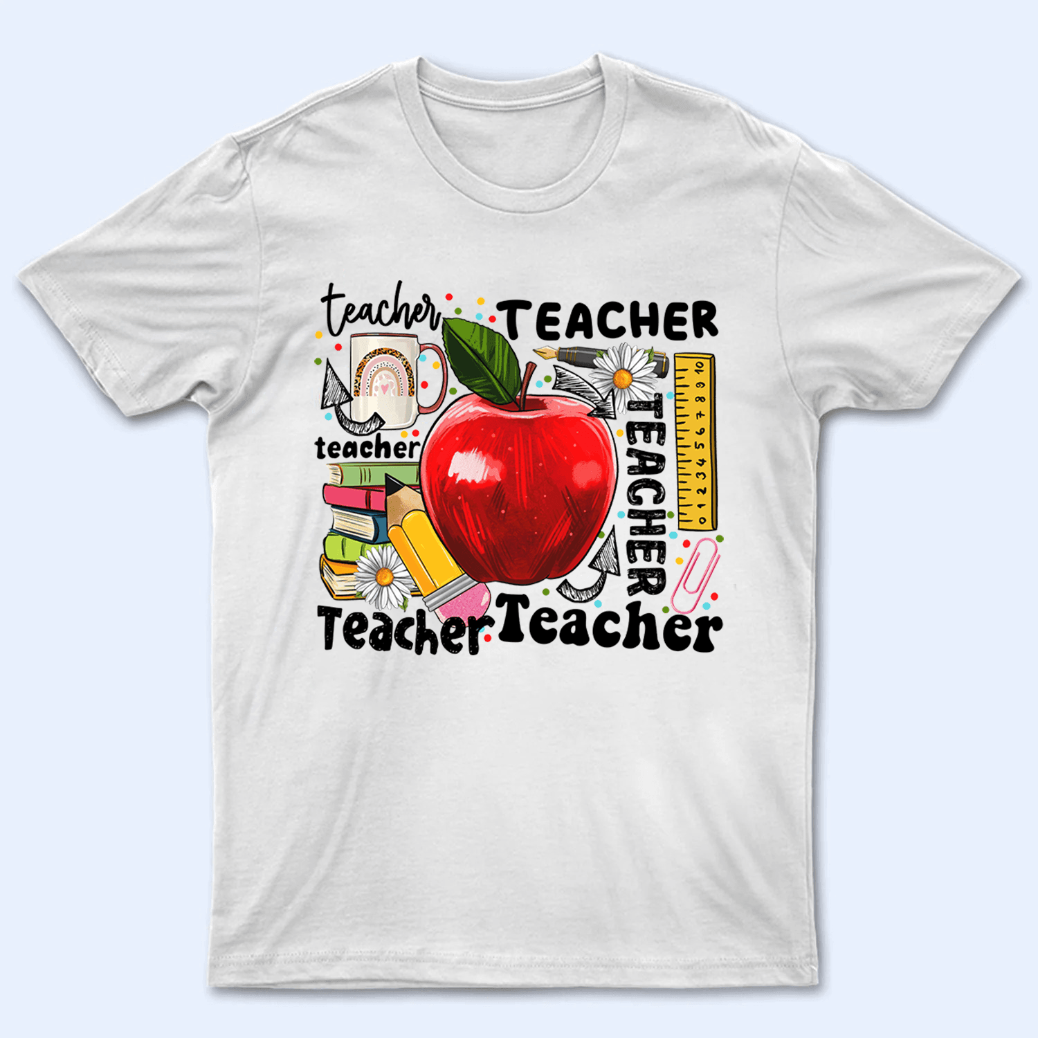 Apple Back to School - Personalized Custom T Shirt - Birthday, Loving, Funny Gift for Teacher, Kindergarten, Preschool, Pre K, Paraprofessional - Suzitee Store