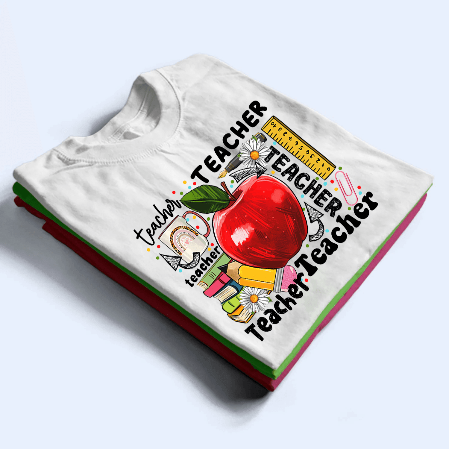 Apple Back to School - Personalized Custom T Shirt - Birthday, Loving, Funny Gift for Teacher, Kindergarten, Preschool, Pre K, Paraprofessional - Suzitee Store