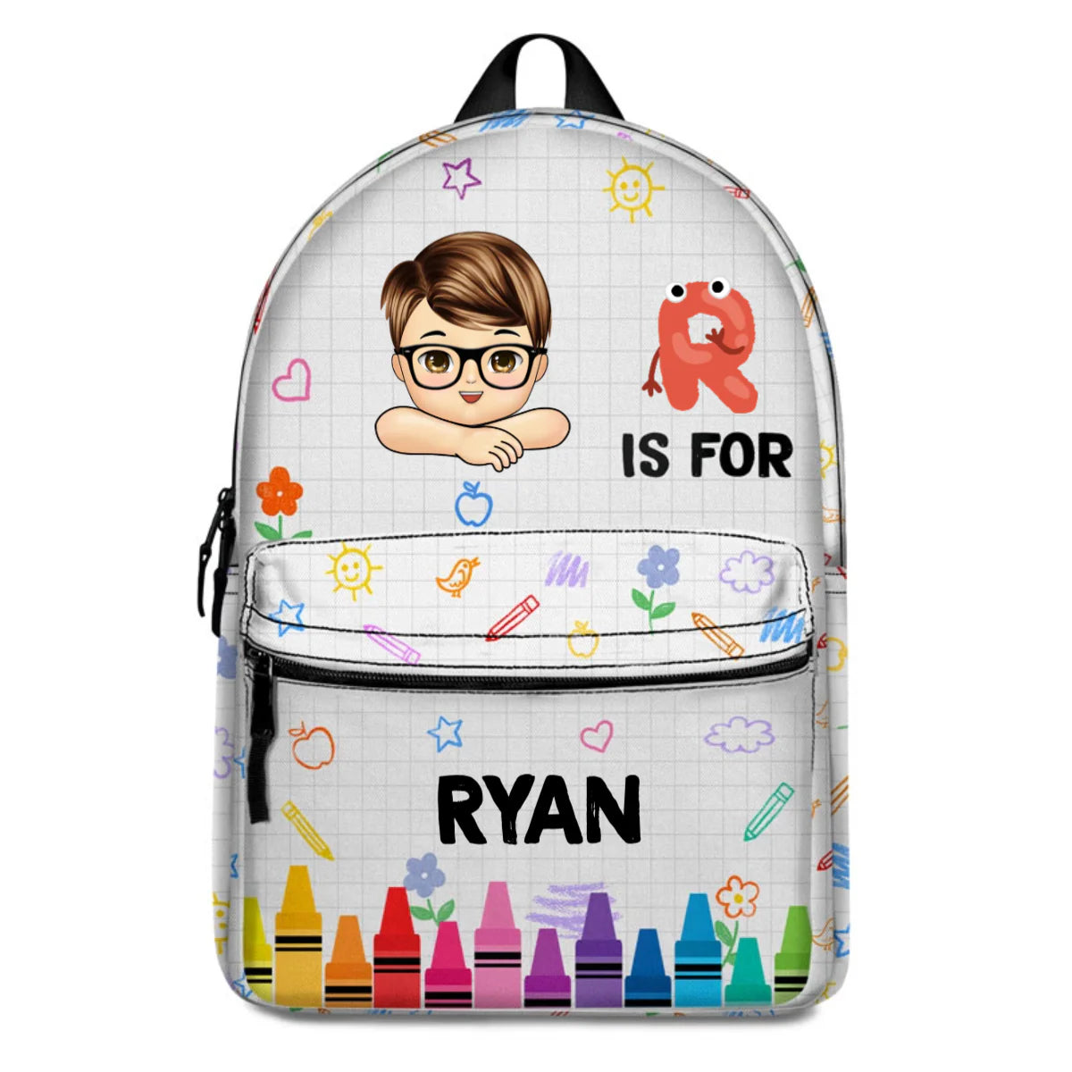 School Kid's Name -  Personalized Kid Backpack - Custom Gift For Back To School, First Day of School - Student, Son, Daughter | Kindergarten, Pre-K, Preschool