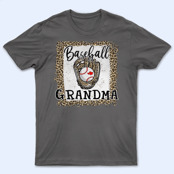 Baseball Grandma Leopard - Baseball/ Softball/Football Personalized Custom T Shirt - Birthday, Loving, Funny Gift for Grandma/Nana/Mimi, Mom, Wife, Grandparent