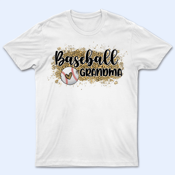 Baseball Grandma Leopard - Personalized Custom T Shirt - Gift for Grandma/Nana/Mimi, Mom, Wife, Grandparent