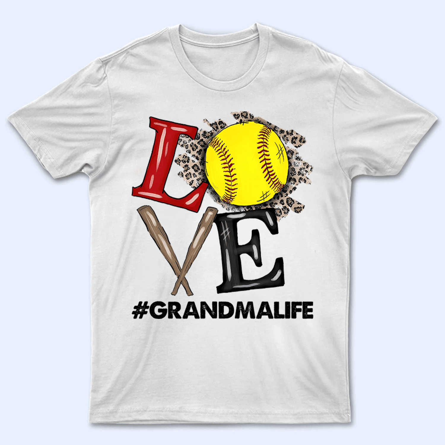 Baseball/Softball Fan LOVE - Personalized Custom T Shirt - Gift for Grandma/Nana/Mimi, Mom, Wife, Grandparent - Suzitee Store