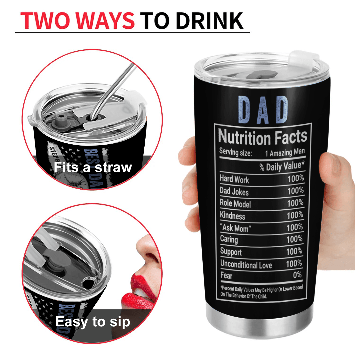 Best Dad Ever Raised Fist Bump - Personalized Custom 20oz Fat Tumbler Cup - Father's Day Gift for Dad, Grandpa, Daddy, Dada, Dad Jokes - Suzitee Store