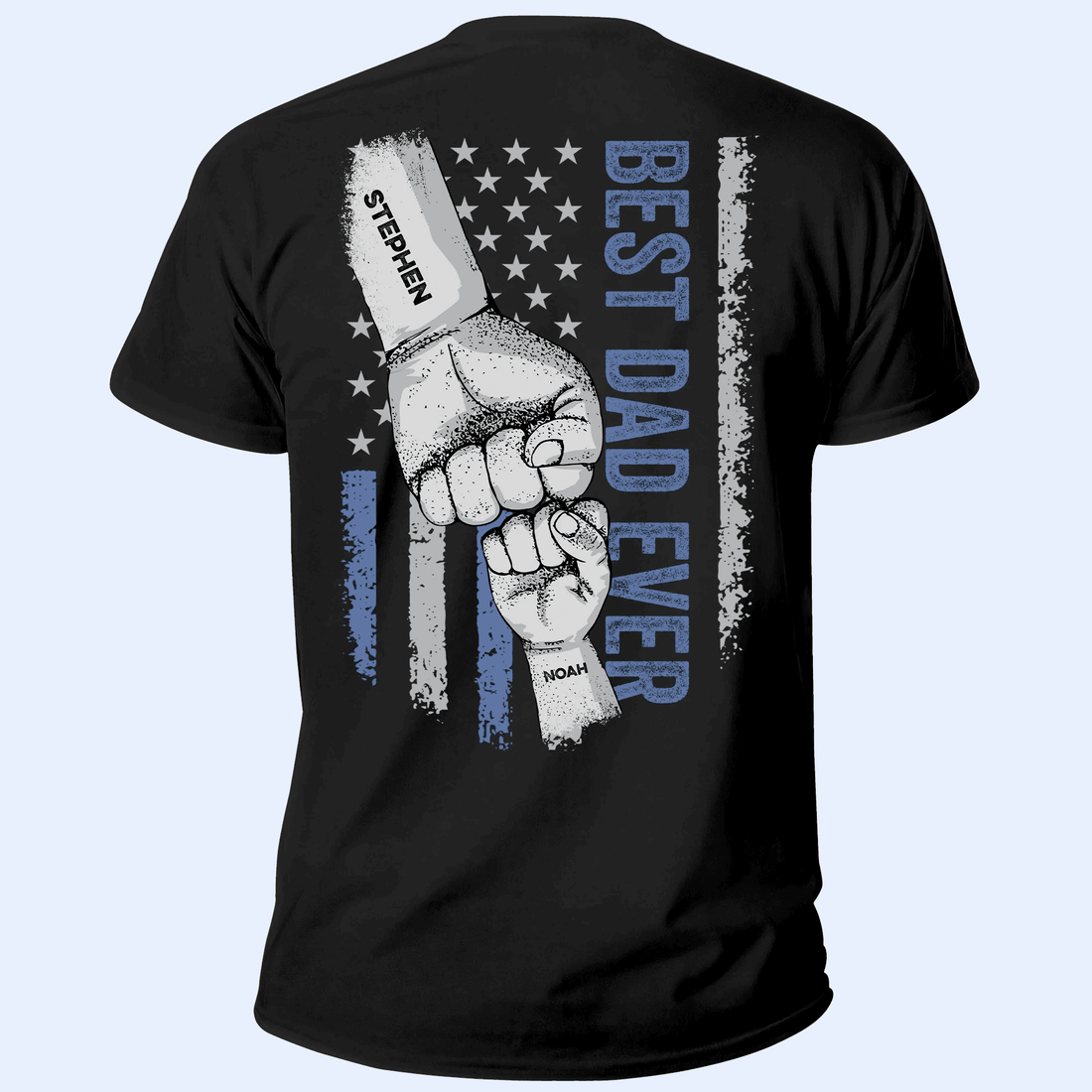 Best Dad Ever Raised Fist Bump personalized t-shirt|back, alternate view 2