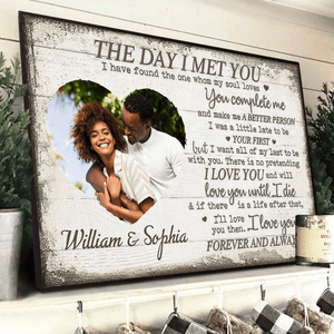 Black Couple The Day I Met You - Personalized Horizontal Poster - Valentine Gift For Black Couples, Husband Wife, Black Women, Black Men - Suzitee Store