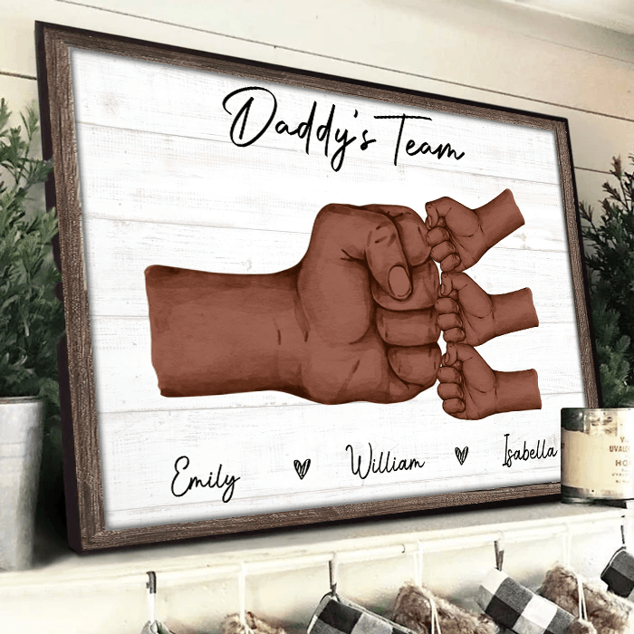 Personalized Fist Pump Black Daddy & Kids poster, kitchen and living room