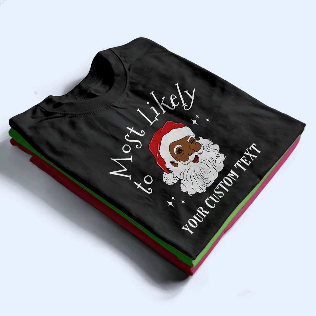 Personalized Black Santa Melanin Christmas t-shirt, alternate view 2