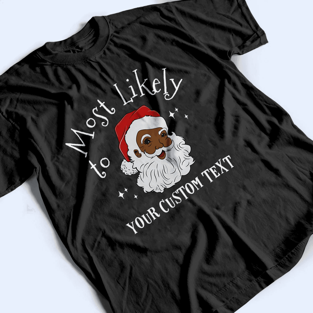 Personalized Black Santa Melanin Christmas t-shirt, alternate view 3
