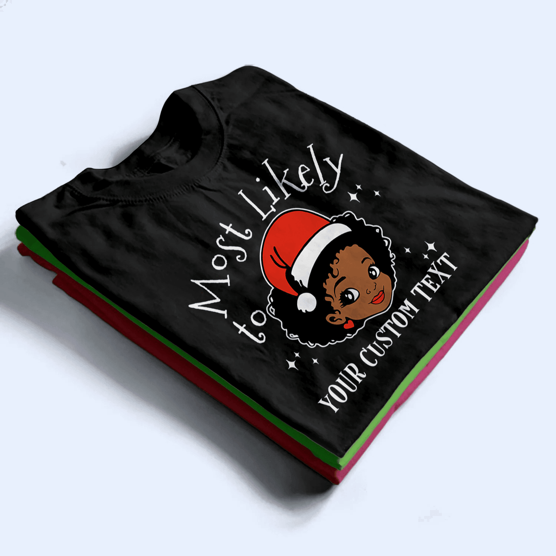Personalized Black Santa Melanin Christmas youth t-shirt, alternate view 2