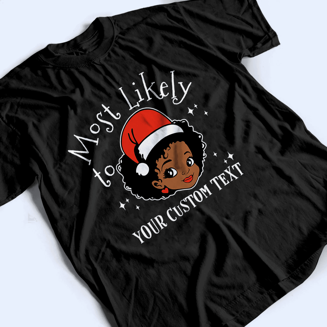 Personalized Black Santa Melanin Christmas youth t-shirt, alternate view 3