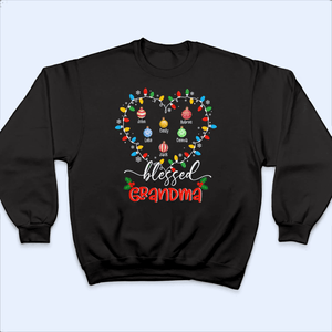 Blessed Grandma Christmas Lights - Personalized Custom T Shirt - Christmas, Loving, Funny Gift for Grandma/Nana/Mimi, Mom, Wife, Grandparent - Suzitee Store