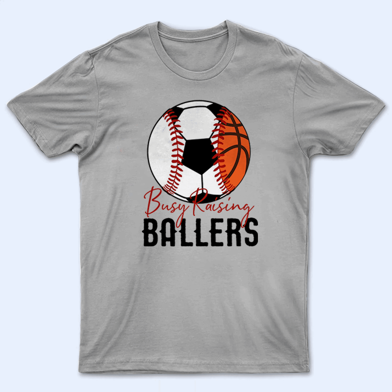 Busy Raising Ballers - Personalized Custom T Shirt - Baseball/Softball/Football Gift for Grandma/Nana/Mimi, Mom, Wife, Grandparent - Suzitee Store