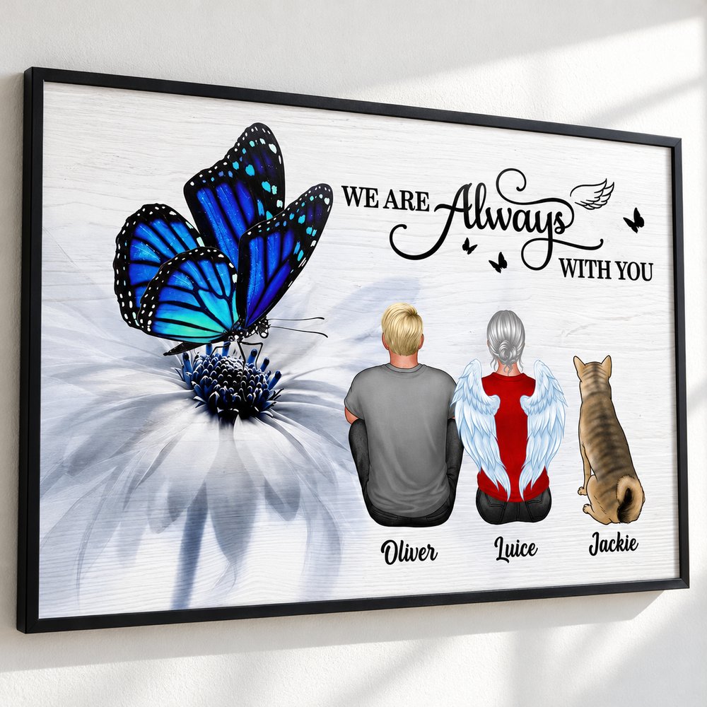 Close up detail of Butterfly I Am Always With You personalized canvas print texture