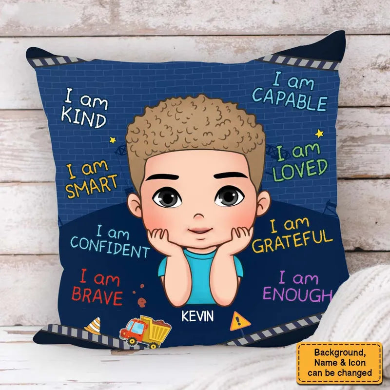 I Am Kind, Smart, Loved personalized pillow, alternate view 4