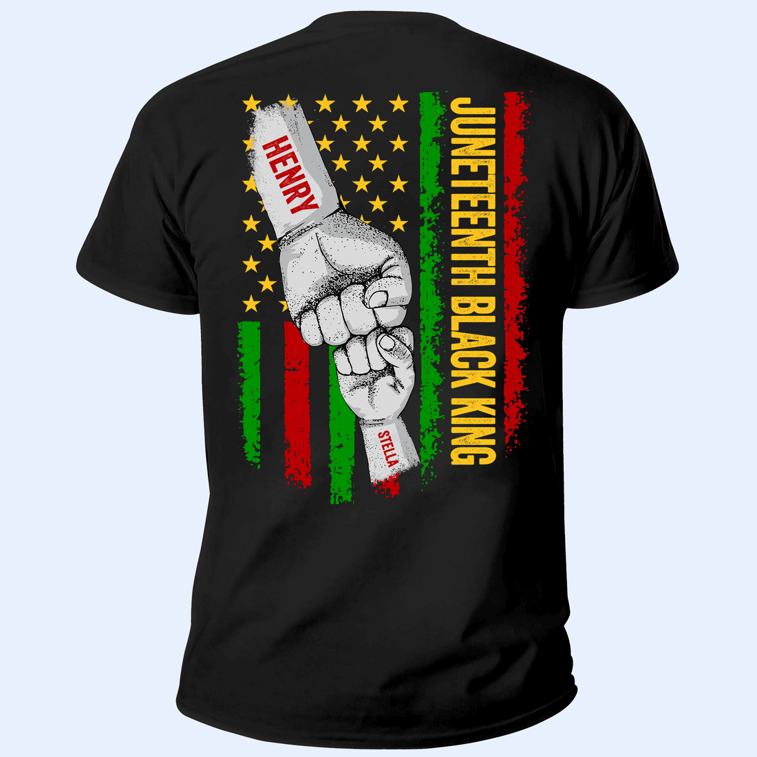 Personalized Dope Black Dad, African American Dad Raised Fist Bump t-shirt, alternate view 2