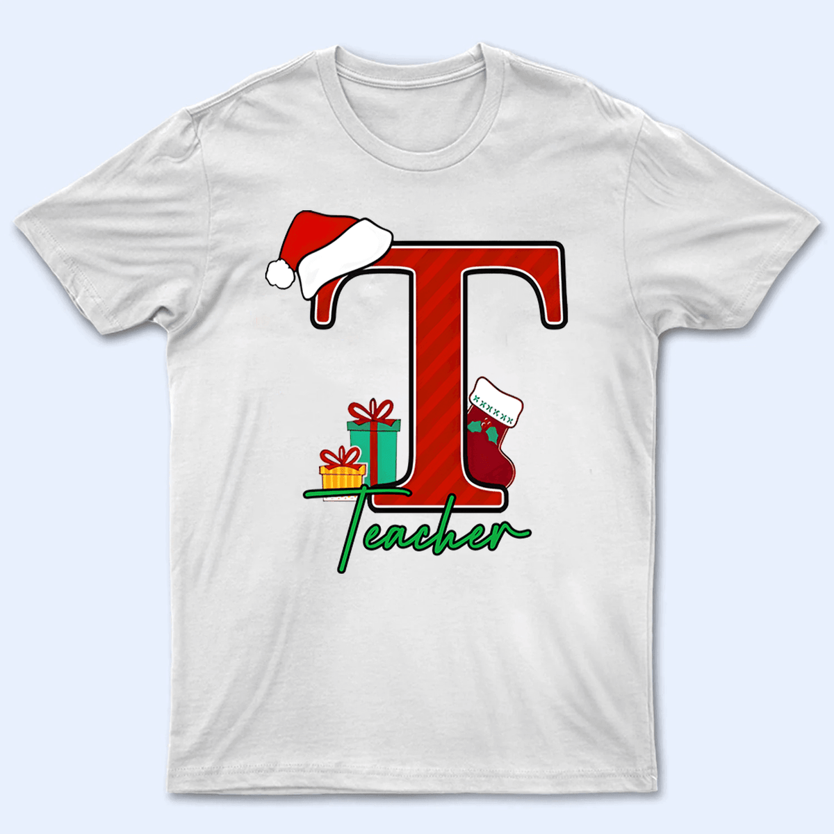 Christmas Alphabet With Name - Personalized Custom T Shirt - Birthday, Loving, Funny Gift for Teacher, Kindergarten, Preschool, Pre K, Paraprofessional - Suzitee Store