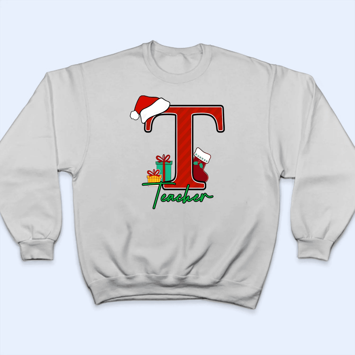 Christmas Alphabet With Name - Personalized Custom T Shirt - Birthday, Loving, Funny Gift for Teacher, Kindergarten, Preschool, Pre K, Paraprofessional - Suzitee Store