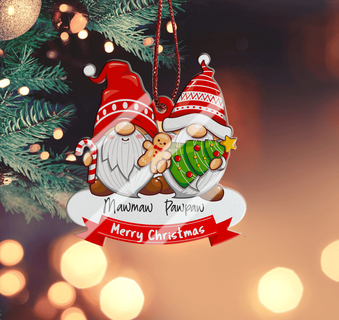 Christmas Family Gnome Ornament personalized custom shaped acrylic ornament, alternate view 3
