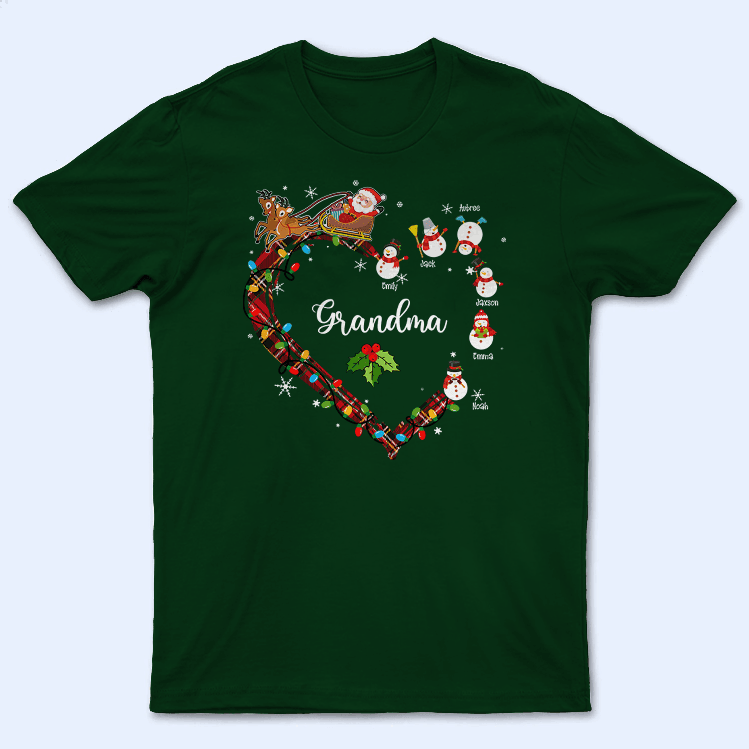 Christmas Heart Grandma Belongs To Snowman - Personalized Custom T Shirt - Christmas, Loving, Funny Gift for Grandma/Nana/Mimi, Mom, Wife, Grandparent - Suzitee Store