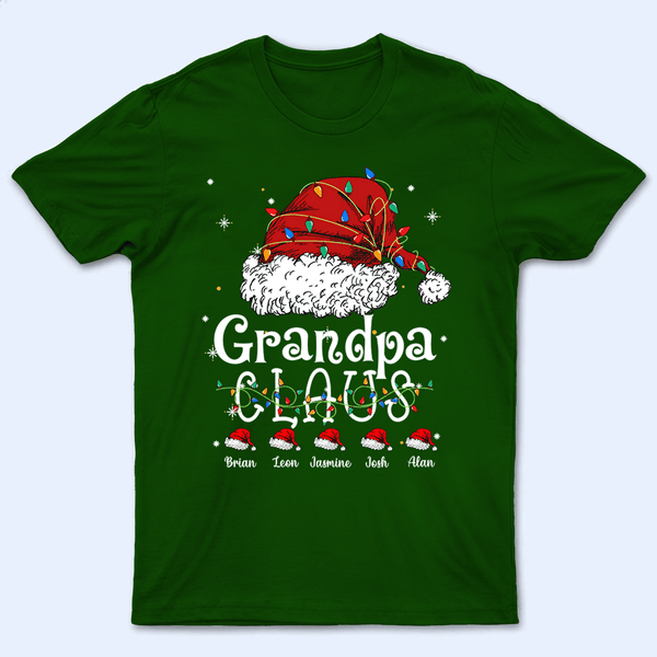 Up to 16 Kids - Claus Funny Family Christmas - Personalized Custom T Shirt - Birthday, Loving, Funny Gift for Grandpa/Granddad/Grandfather