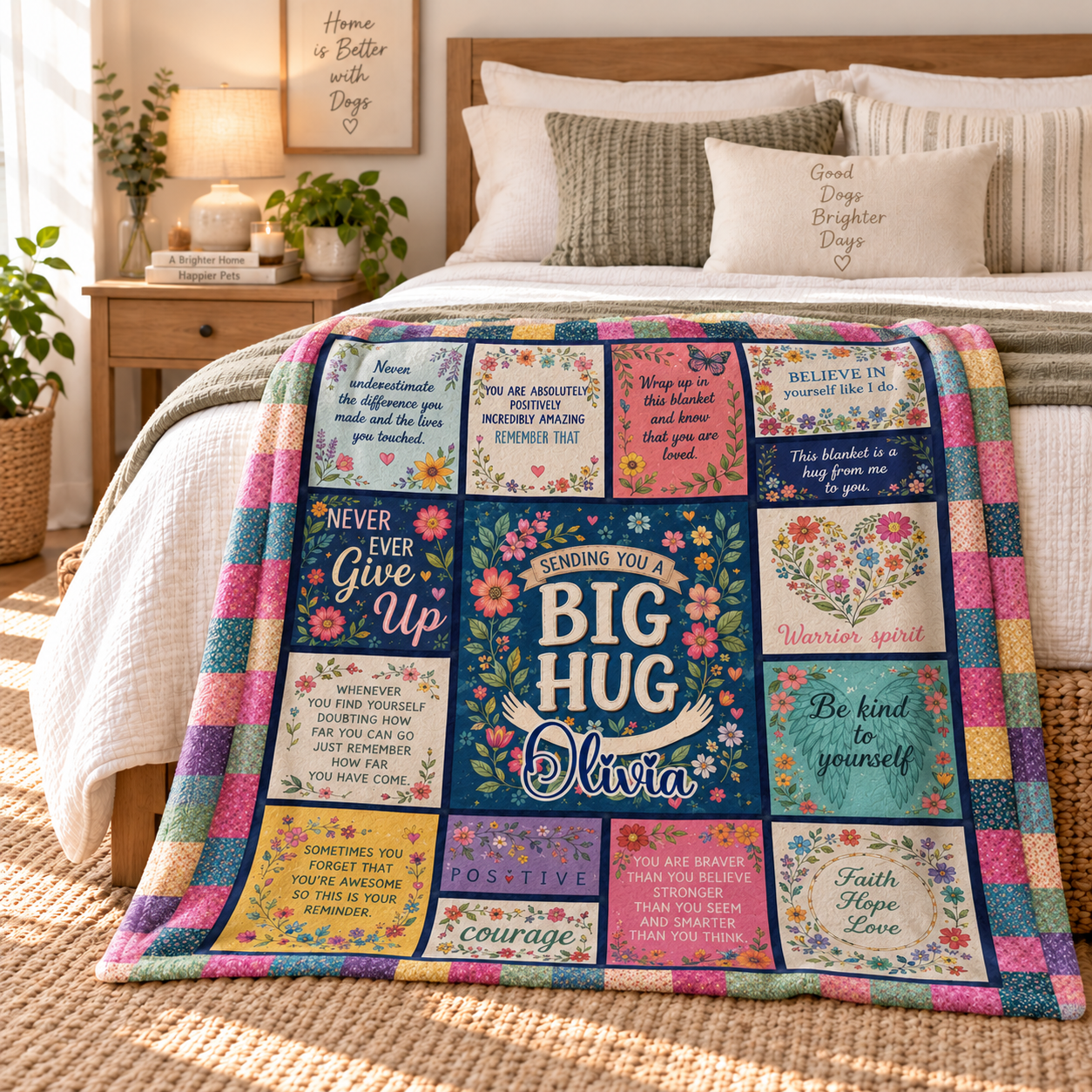 Sending You A Big Hug - Personalized Custom Blanket - Gift For Women, Girls, Besties, Encouragement Gift