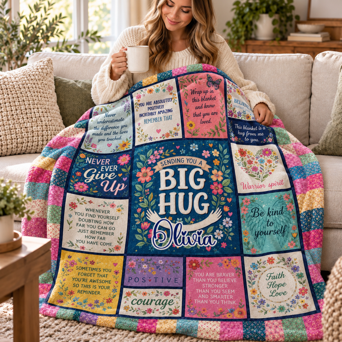 Sending You A Big Hug - Personalized Custom Blanket - Gift For Women, Girls, Besties, Encouragement Gift