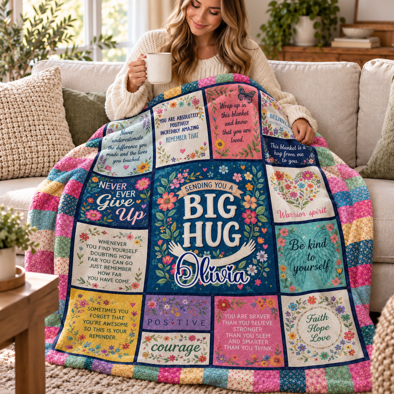 Sending You A Big Hug - Personalized Custom Blanket - Gift For Women, Girls, Besties, Encouragement Gift
